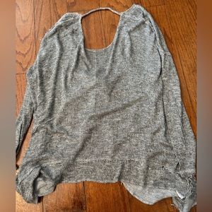 gray open back sweater